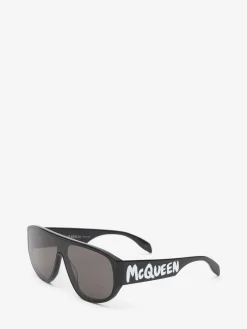 Best Alexander McQueen McQueen Graffiti Mask Sunglasses in Black