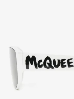 Sale Alexander McQueen McQueen Graffiti Mask Sunglasses in White