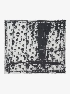 Discount Alexander McQueen Men's Classic Fold Skull Foulard in Ivory/Black