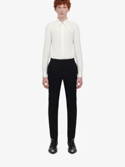 Store Alexander McQueen Men's Concealed Placket Shirt in Ivory