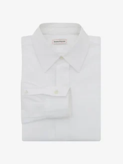 Hot Alexander McQueen Men's Cotton Poplin Shirt in WHITE