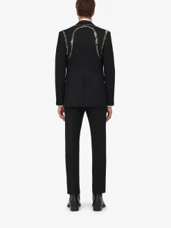 Cheap Alexander McQueen Men's Crystal Harness Single-breasted Jacket in Black