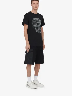 Outlet Alexander McQueen Men's Crystal Skull T-shirt in Black/White