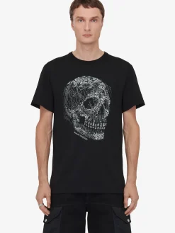 Outlet Alexander McQueen Men's Crystal Skull T-shirt in Black/White