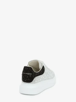 Cheap Alexander McQueen Men's Crystal-embellished Oversized Sneaker in White/Black
