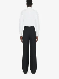 Clearance Alexander McQueen Men's Deep Pleat Tailored Trousers in Black
