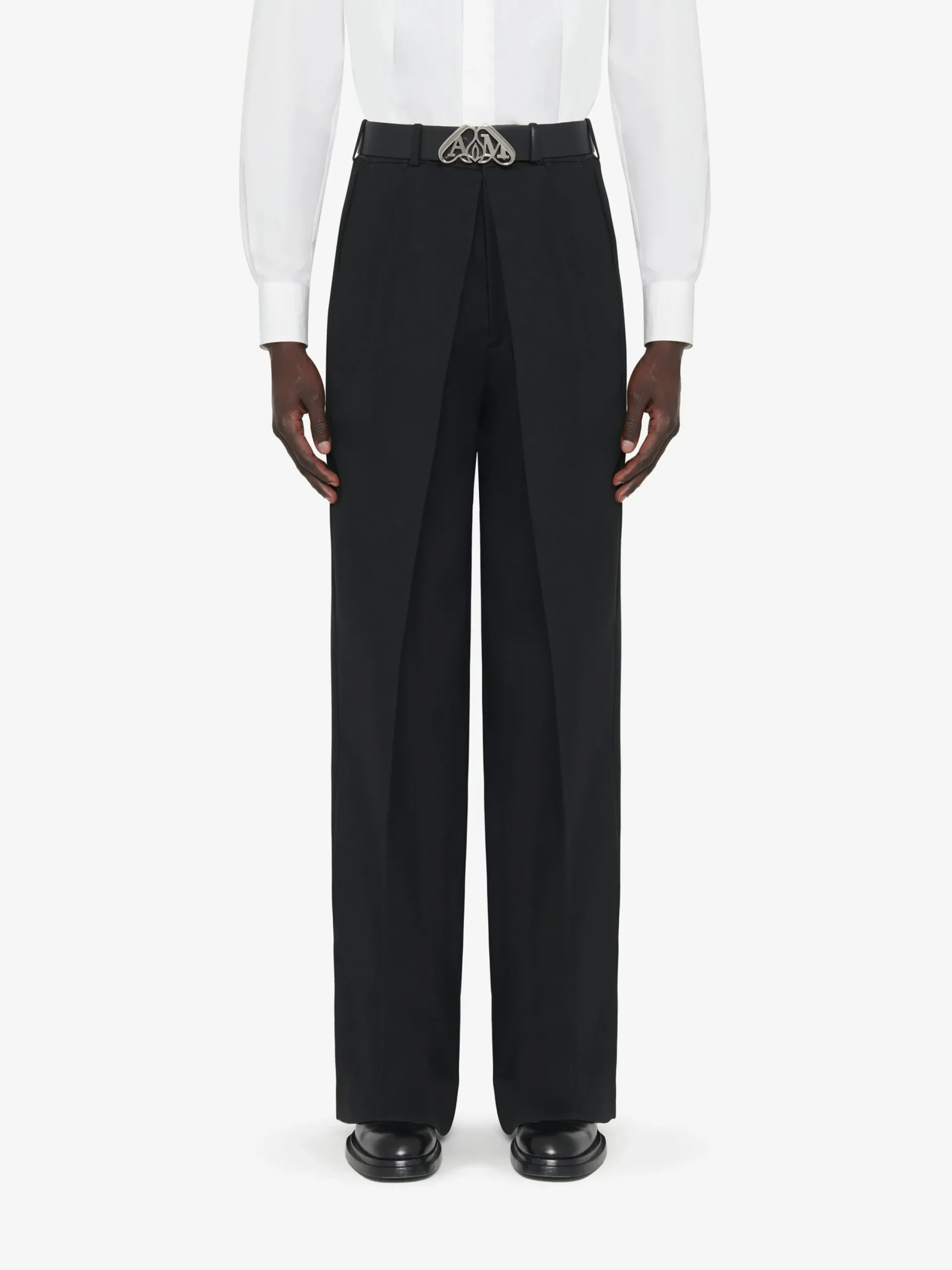 Clearance Alexander McQueen Men's Deep Pleat Tailored Trousers in Black