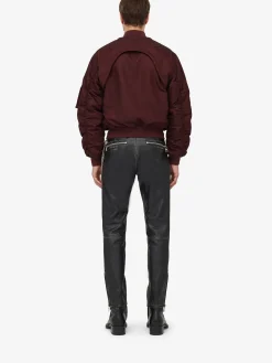New Alexander McQueen Men's Detachable Sleeve Bomber Jacket in Bordeaux
