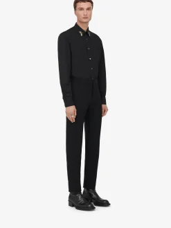 Cheap Alexander McQueen Men's Dragonfly Embroidery Shirt in Black