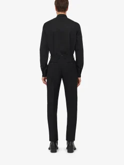 Cheap Alexander McQueen Men's Dragonfly Embroidery Shirt in Black