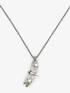 Store Alexander McQueen Men's Dragonfly Necklace in Antique Silver