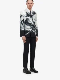 Cheap Alexander McQueen Men's Dragonfly Shadow Double-breasted Jacket in Black/White