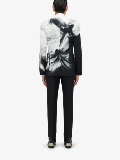 Cheap Alexander McQueen Men's Dragonfly Shadow Double-breasted Jacket in Black/White