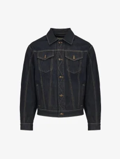 Best Sale Alexander McQueen Men's Dropped Shoulder Denim Jacket in Indigo