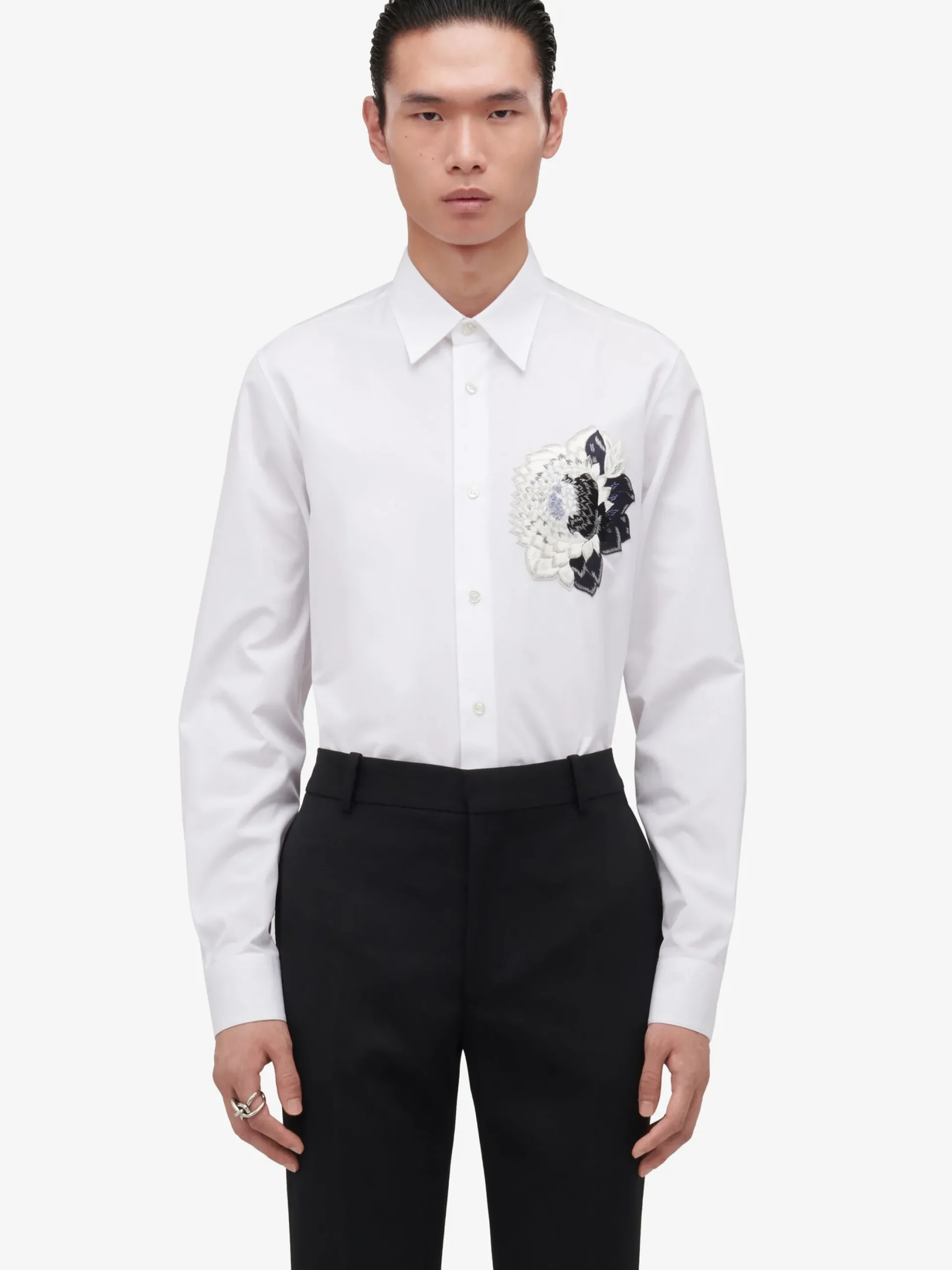 Online Alexander McQueen Men's Dutch Flower Casual Shirt in Optic White
