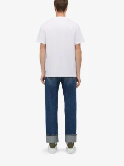 Hot Alexander McQueen Men's Dutch Flower Logo T-shirt in White/Black