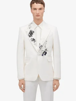 Online Alexander McQueen Men's Dutch Flower Single-breasted Jacket in Soft White