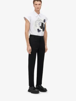 Best Alexander McQueen Men's Dutch Flower Sleeveless Shirt in Optic White