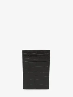 Best Sale Alexander McQueen Men's Embossed Croc Card Holder in Black