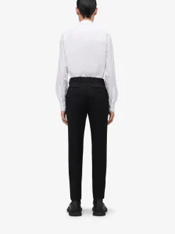 Clearance Alexander McQueen Men's Embroidered Collar Shirt in Optic White