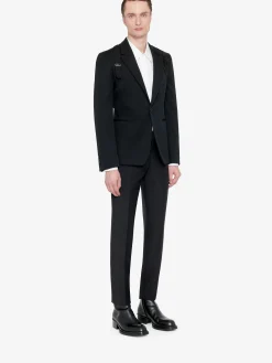 Clearance Alexander McQueen Men's Embroidered Harness Single-breasted Jacket in Black