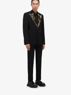 Store Alexander McQueen Men's Embroidered Single-breasted Jacket in Black