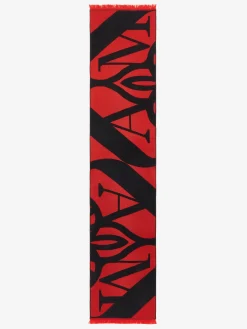Fashion Alexander McQueen Men's Exploded Seal Logo Scarf in Scarlet/Black
