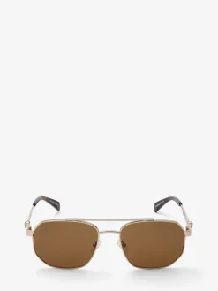 Flash Sale Alexander McQueen Men's Floating Skull Metal Caravan Sunglasses in Gold/Brown