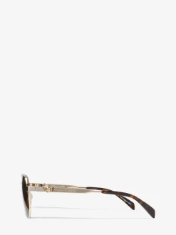 Flash Sale Alexander McQueen Men's Floating Skull Metal Caravan Sunglasses in Gold/Brown
