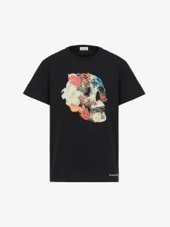 Best Sale Alexander McQueen Men's Floral Skull T-shirt in Black/Multicolor