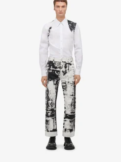 Discount Alexander McQueen Men's Fold Harness Shirt in Optic White
