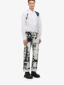 Discount Alexander McQueen Men's Fold Harness Shirt in Optic White