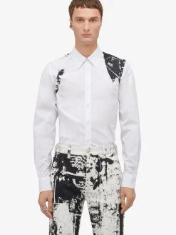 Discount Alexander McQueen Men's Fold Harness Shirt in Optic White