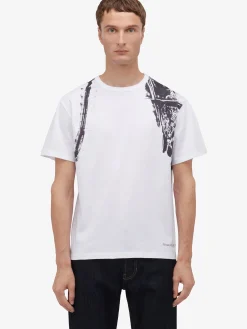 New Alexander McQueen Men's Fold Harness T-shirt in White/Black