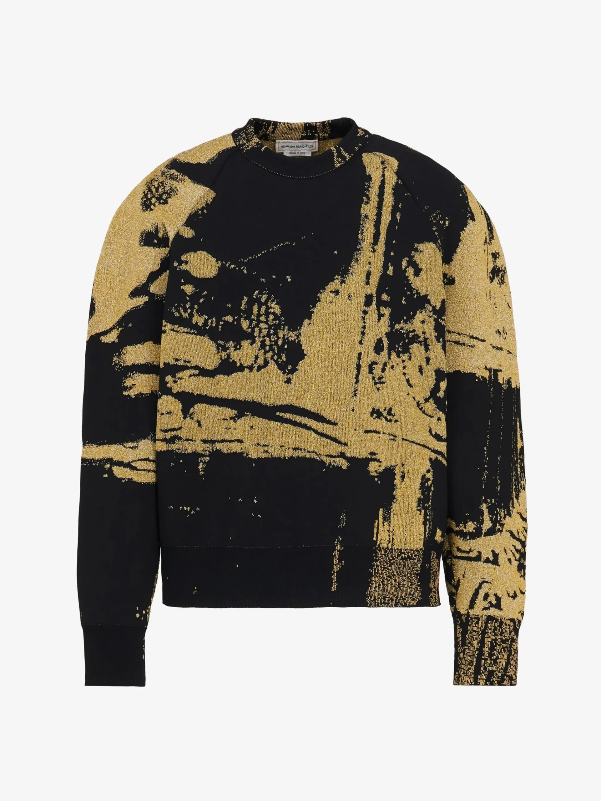 Clearance Alexander McQueen Men's Fold Jacquard Jumper in Black/ Gold