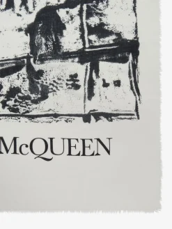 Online Alexander McQueen Men's Fold Skull Shawl in White/Black