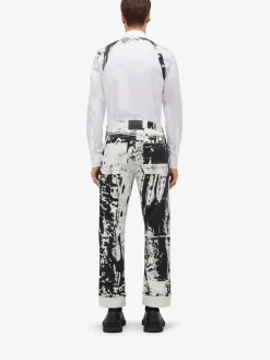 Online Alexander McQueen Men's Fold Workwear Jeans in Black/White
