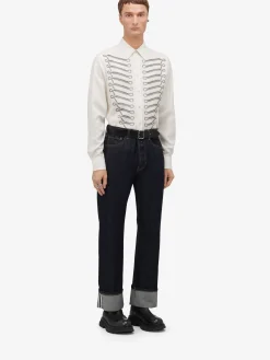 Fashion Alexander McQueen Men's Frogging Shirt in Ivory