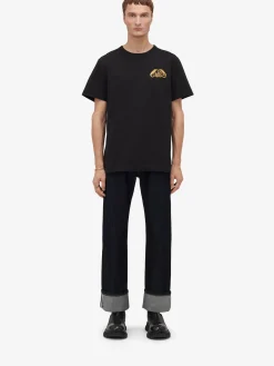 Cheap Alexander McQueen Men's Half Seal Logo T-shirt in Black