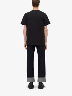 Cheap Alexander McQueen Men's Half Seal Logo T-shirt in Black