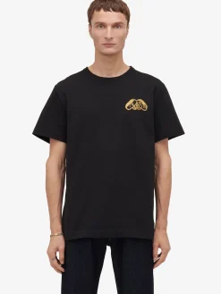 Cheap Alexander McQueen Men's Half Seal Logo T-shirt in Black