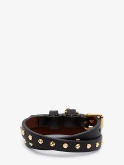 Flash Sale Alexander McQueen Men's Hammered Studs Double-wrap Bracelet in Black