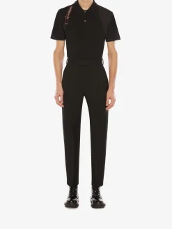 Store Alexander McQueen Men's Harness Polo Shirt in Black