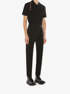 Store Alexander McQueen Men's Harness Polo Shirt in Black