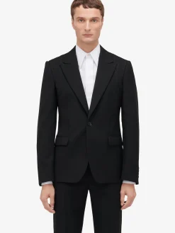 New Alexander McQueen Men's Harness Single-breasted Jacket in Black