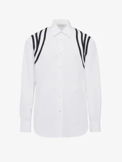 Discount Alexander McQueen Men's Harness Tape Shirt in Optical White