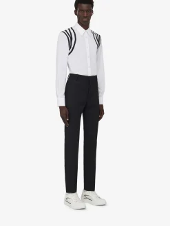 Discount Alexander McQueen Men's Harness Tape Shirt in Optical White
