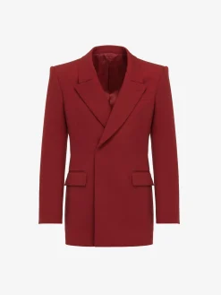 Cheap Alexander McQueen Men's Horizontal Lapel Double-breasted Jacket in Garnet