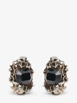Sale Alexander McQueen Men's Ivy Skull Cufflinks in Antique Silver