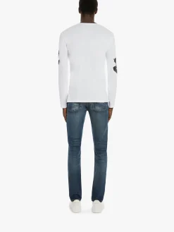 Store Alexander McQueen Men's McQueen Graffiti Denim Jeans in Washed Blue